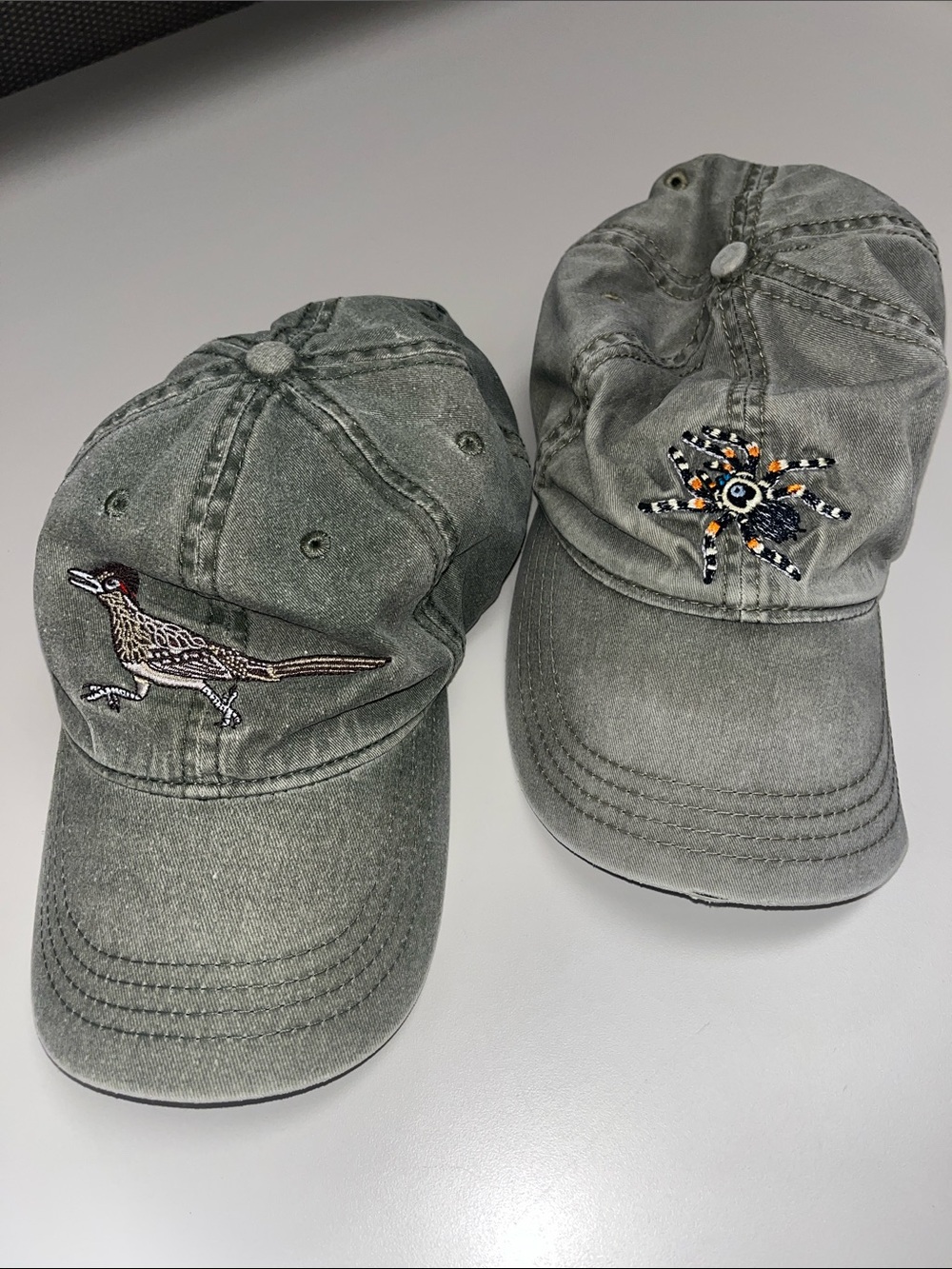 ECO Bundle of Olive Embroidered Baseball Caps- Roadrunner & Tarantula